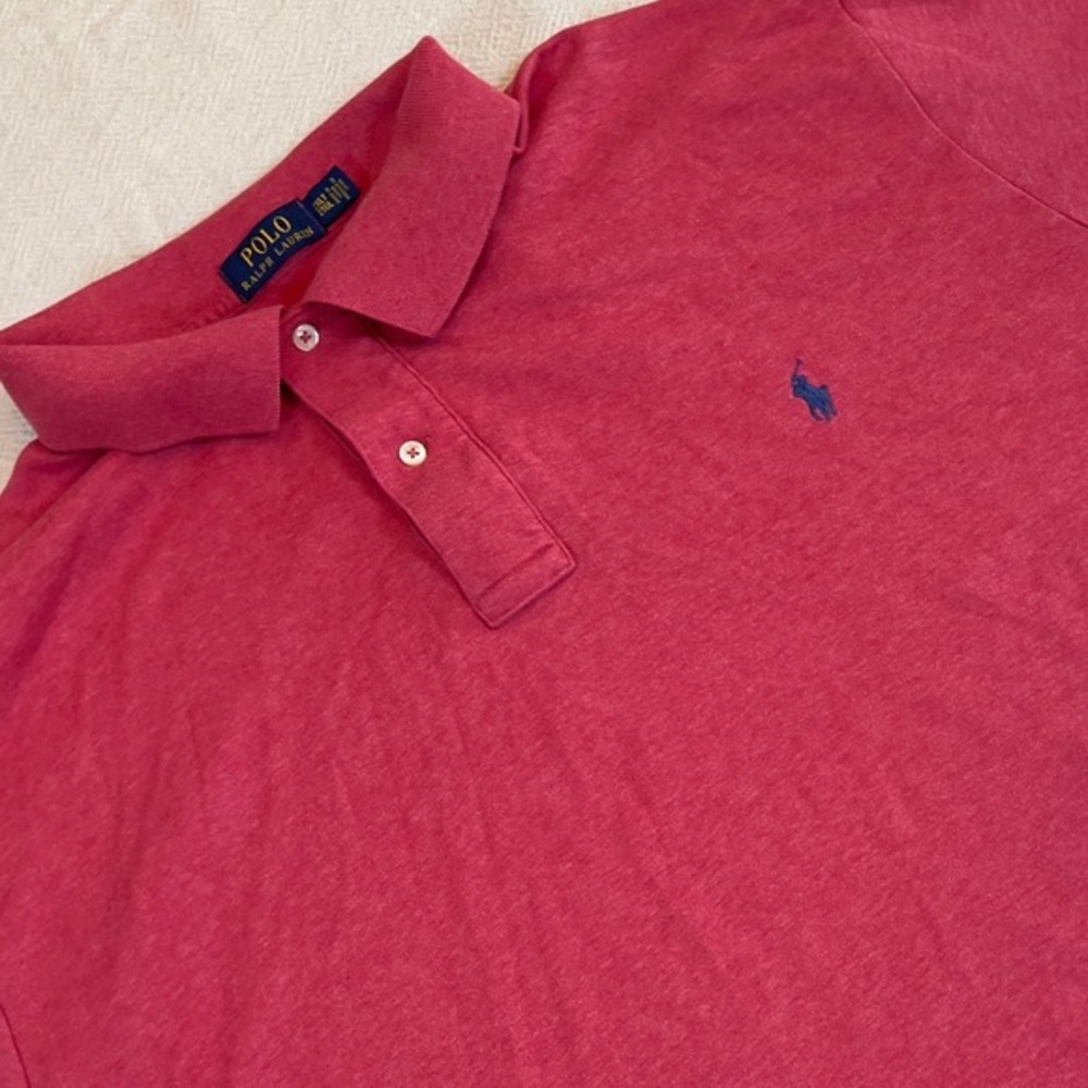 Polo Ralph Lauren Mens Pink Polo Shirt Short Sleeve Size 2XLT Preppy Casual‎